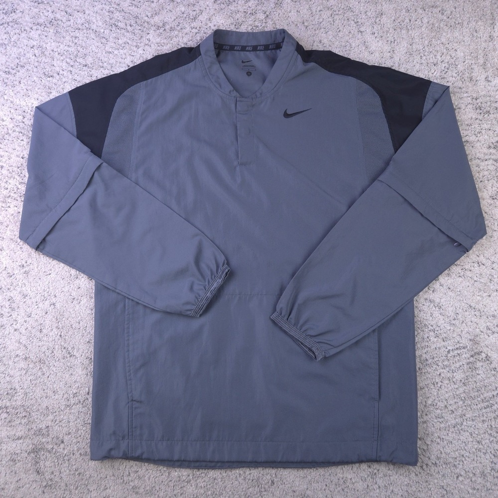 Nike Baseball Jacket Mens Medium Convertible Zip Sleeve Batting Cage BP Hot Gray